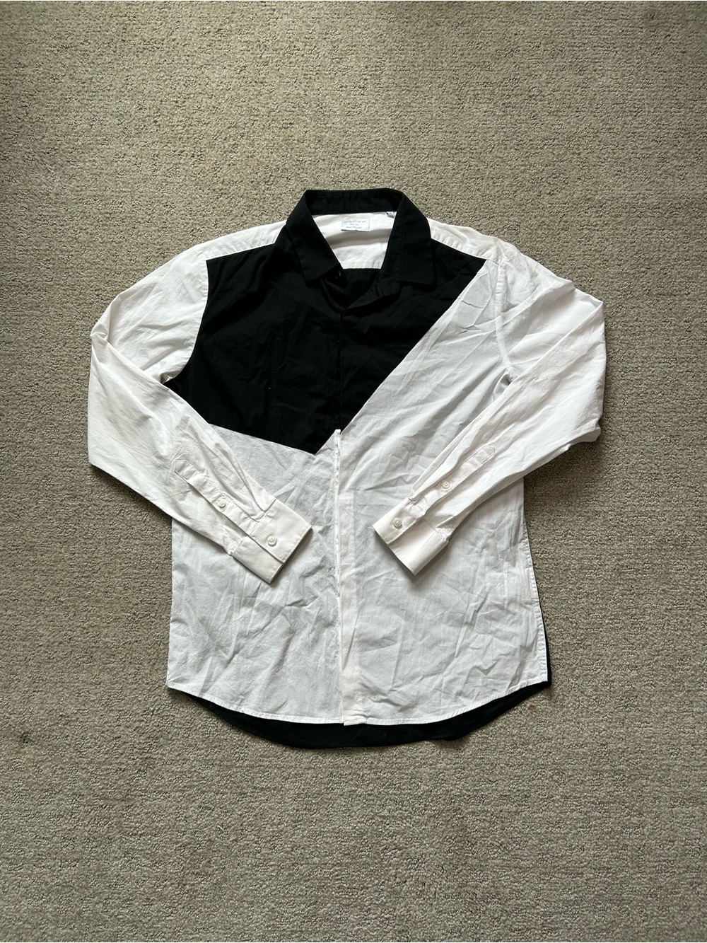 7 Diamonds Shirt Mens Made Well Small Black White Colorblock Geometric Button Up